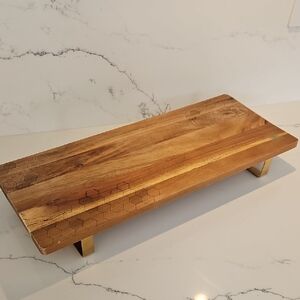 Wooden Serving Tray with Honeycomb Design
